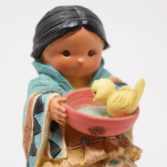 1995 Friends of Feather Compassion Girl Birdbath Trinket Box Karen Hahn Native - Picture 2 of 16